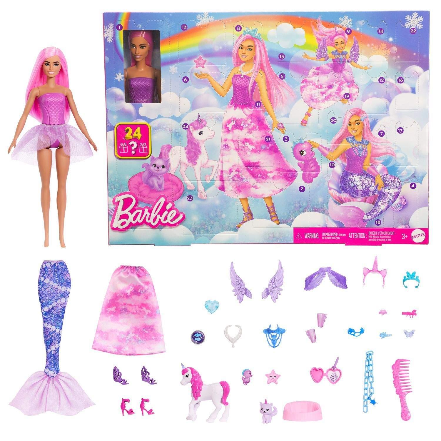 Barbie Barbie Fantasy Adventskalender med dukke og 24 tilbehør