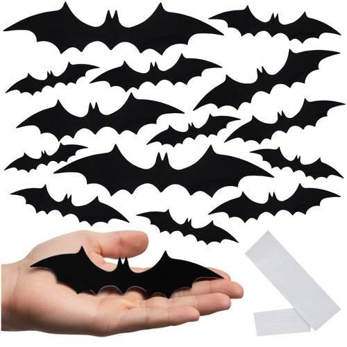 Northio 3D Halloween-flaggermusklistremerker, 56 deler, veggdekorasjonssett