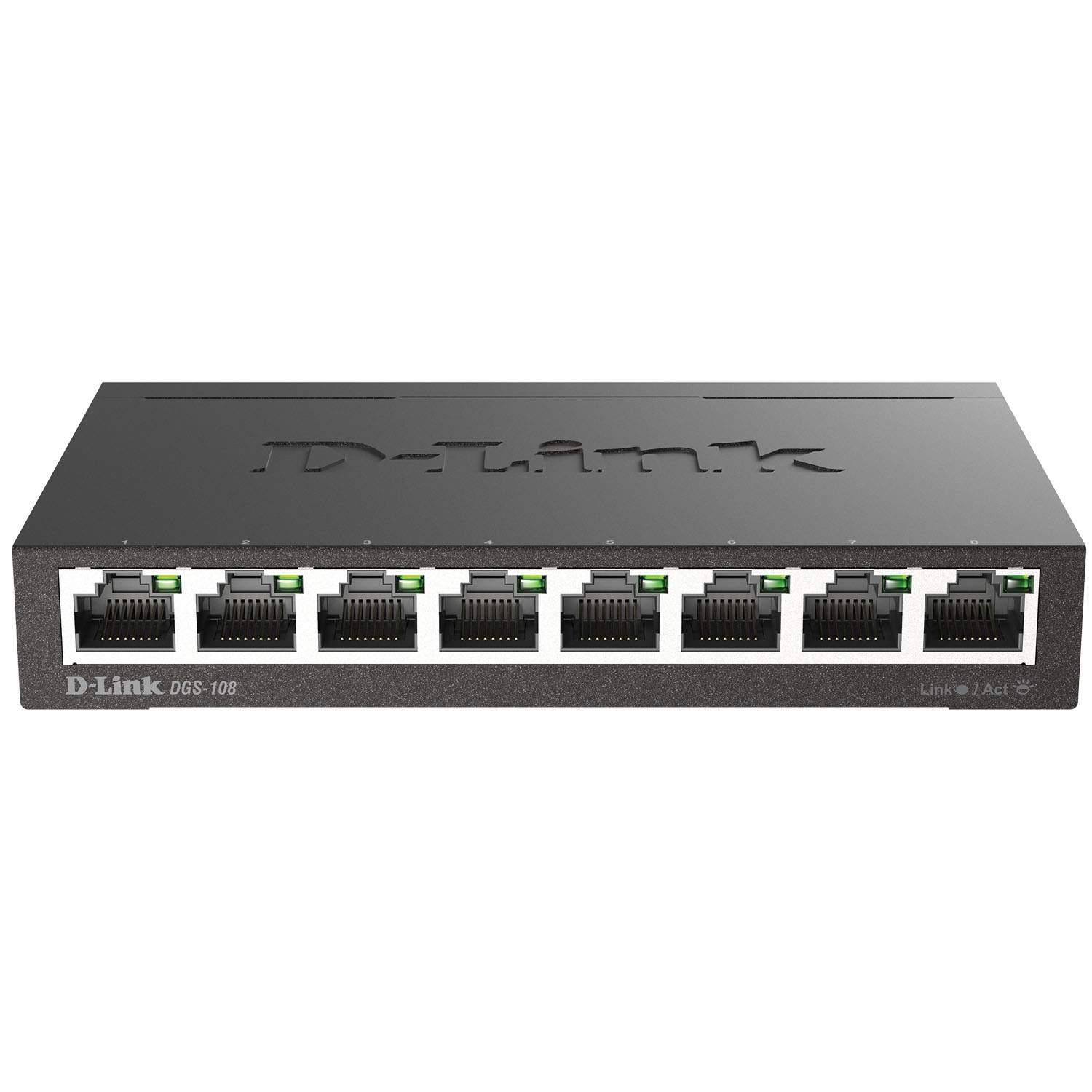 D-Link 8-porters Gigabit-svitsj – Kompakt nettverk med høy hastighet
