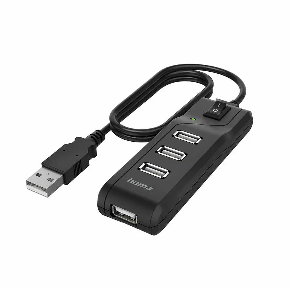 HAMA HAMA Hub USB-A 2.0 Switch 4x Porter 480 Mbit/s Svart