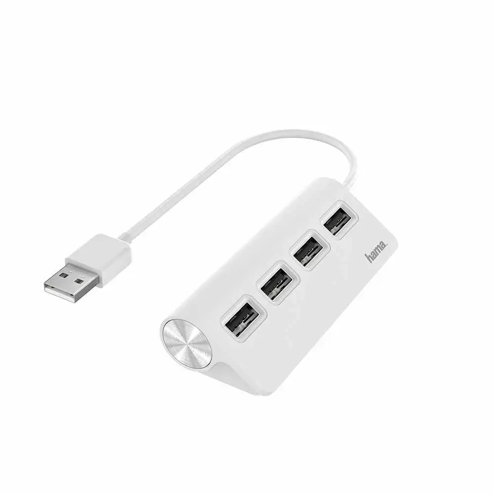 HAMA HAMA Hub USB-A 2.0 4x Porter 480 Mbit/s Hvit