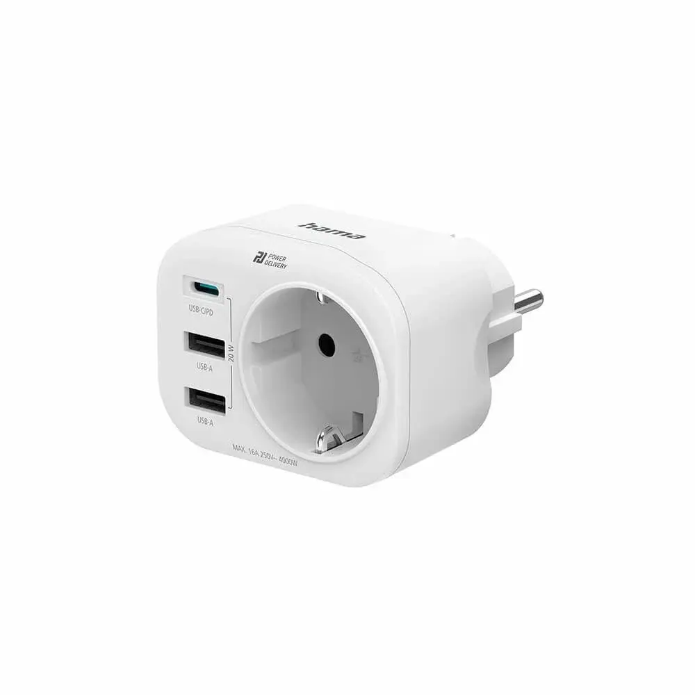 HAMA HAMA 220V Sokkel USB-C/A 20W PD Hvit