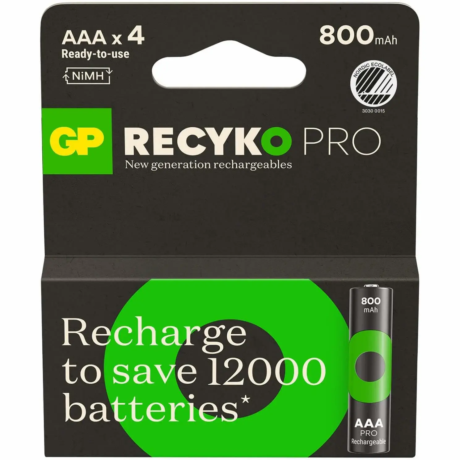GP GP Recyko Pro NiMH-batteri AAA HR03 800mAh 4-pakning