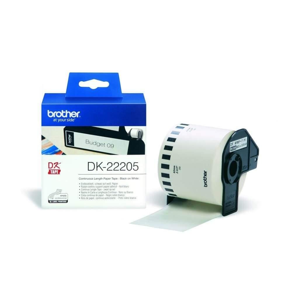 Brother BROTHER Tape DK22205 62mm Sort på Hvit