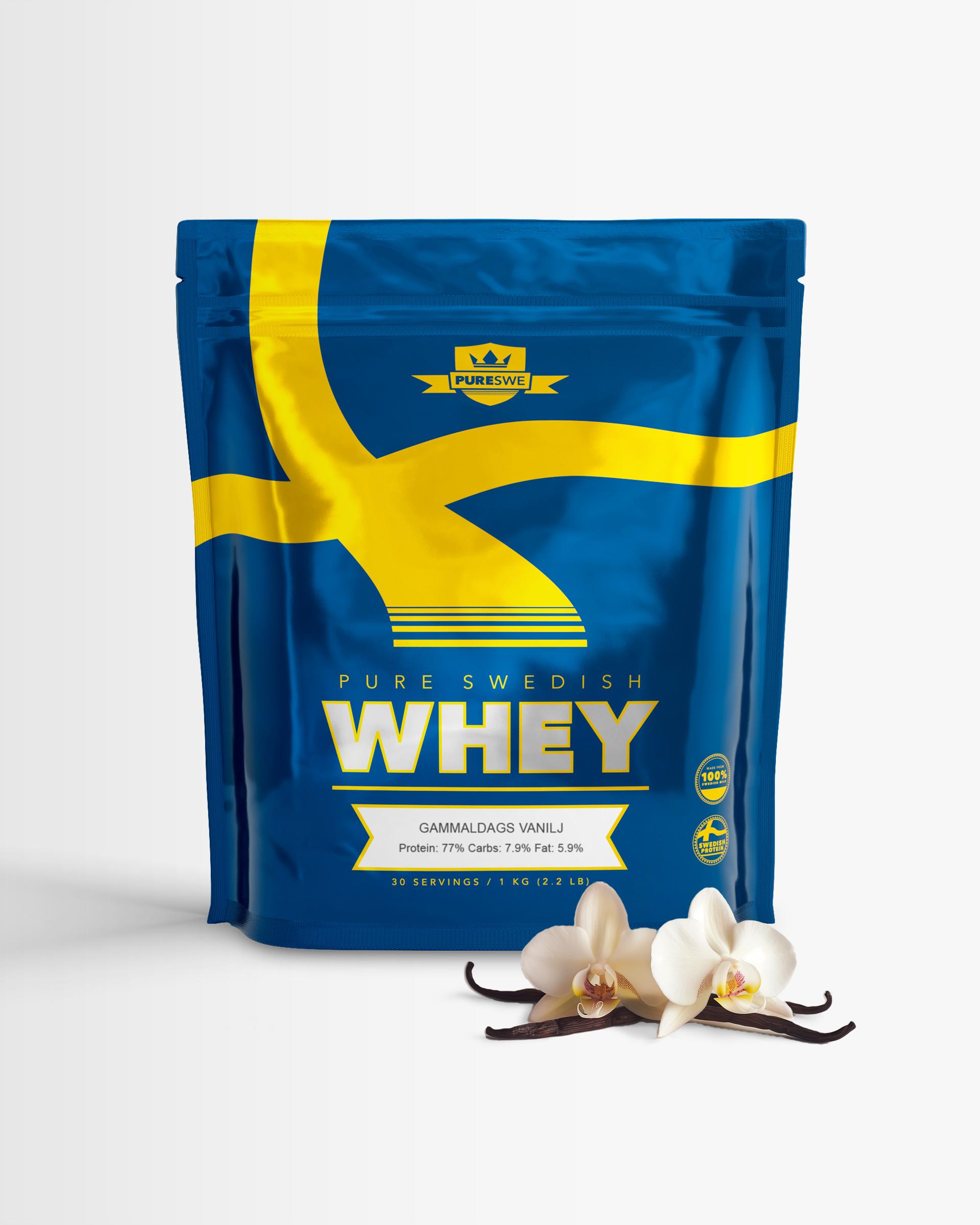 PureSwe PureSwe Whey, 1 kg, Gammeldags Vanilje – Whey protein, Proteinpulver