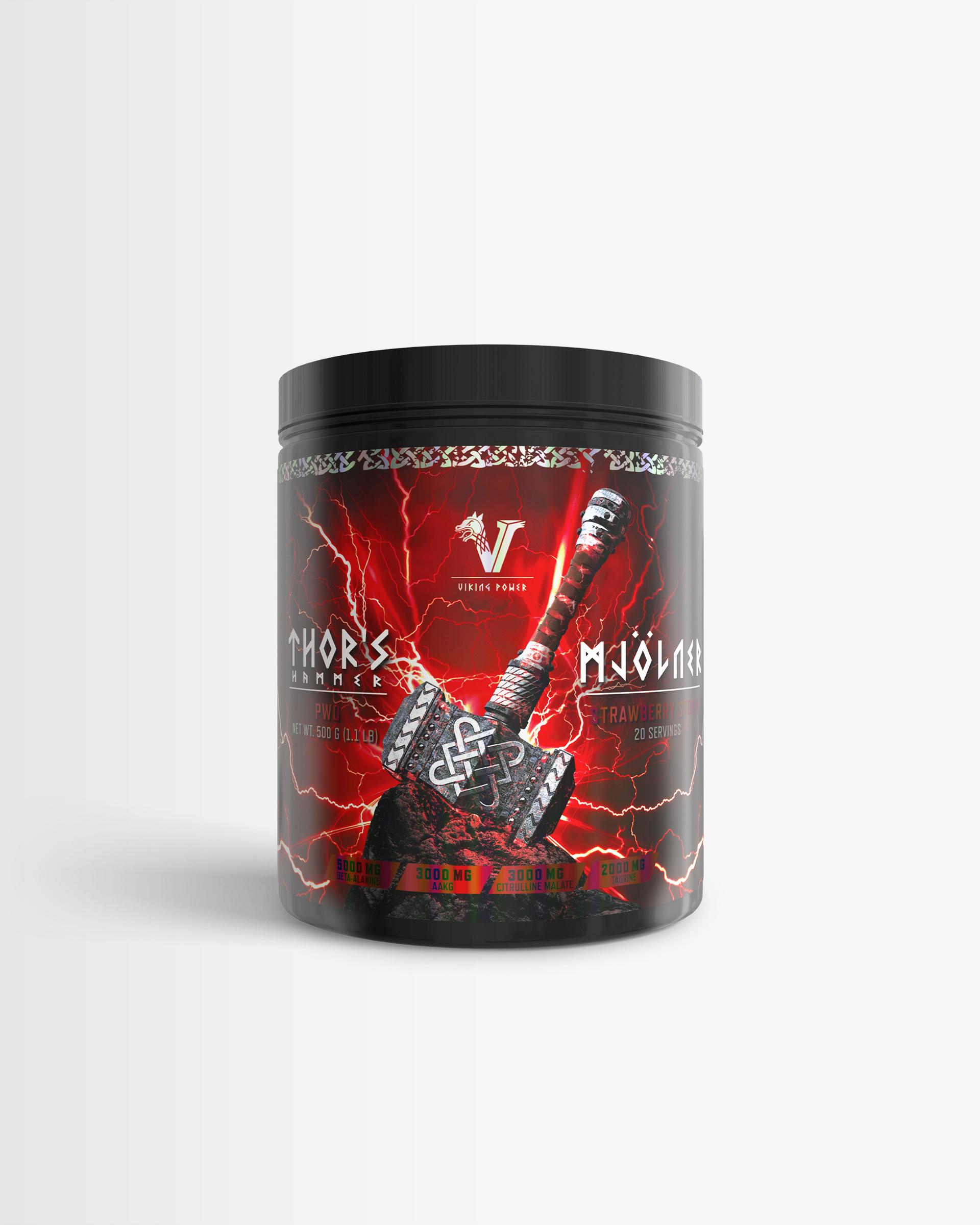 Viking Power 3 x PWO Pre-workout - Thor's Hammer Mjölner - Strawberry Storm
