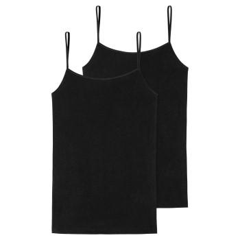 Schiesser Schiesser 2P 95-5 Organic Cotton Spaghetti Top Svart økologisk bomull 38 Dame