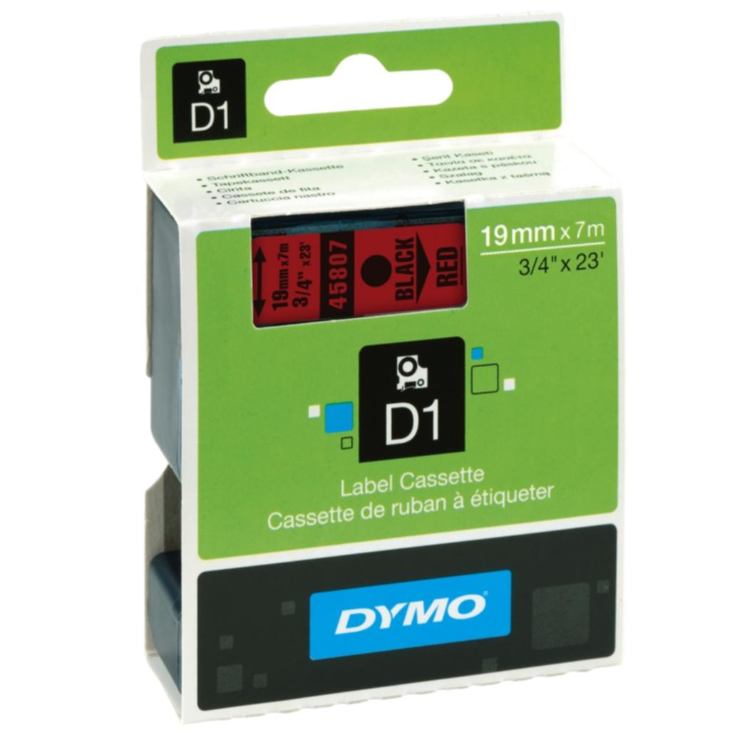 DYMO DYMO Merkebånd Dymo D1 19 mm, svart på rød