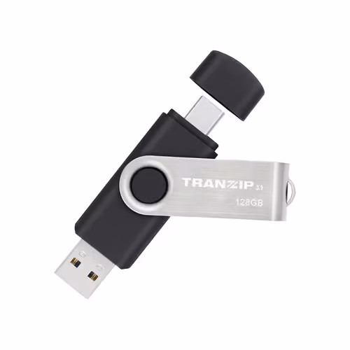 Tranzip Tranzip Flip Duo 128gb Usb-a / Usb-c Svart, Flerfarget, Rustfritt Stål