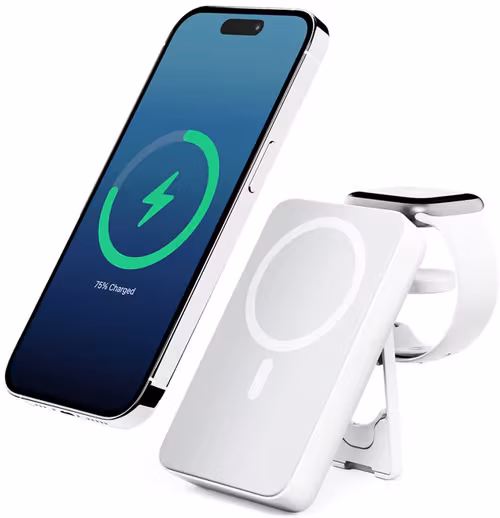 Alogic Alogic 4-i-1 Magsafe Wireless Powerbank 10000mah Hvit, Sølv