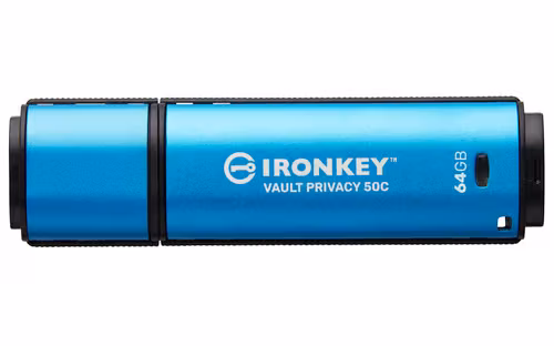 Kingston Kingston Ironkey Vault Privacy 50c 64gb Usb-c Svart, Blå