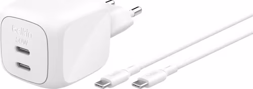 Belkin Belkin Dual Usb-c Gan Wall Charger 50w + Usb-c Cable 1m Hvit