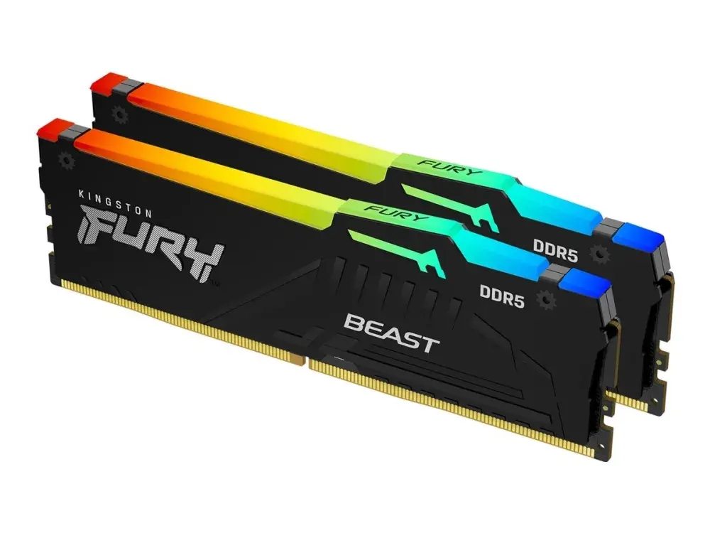 Kingston FURY Beast RGB - DDR5 - sett - 32 GB: 2 x 16 GB - DIMM 288-pin - 6000 MHz / PC5-48000 - CL30 - 1.4 V - ikke-bufret - on-die ECC - svart