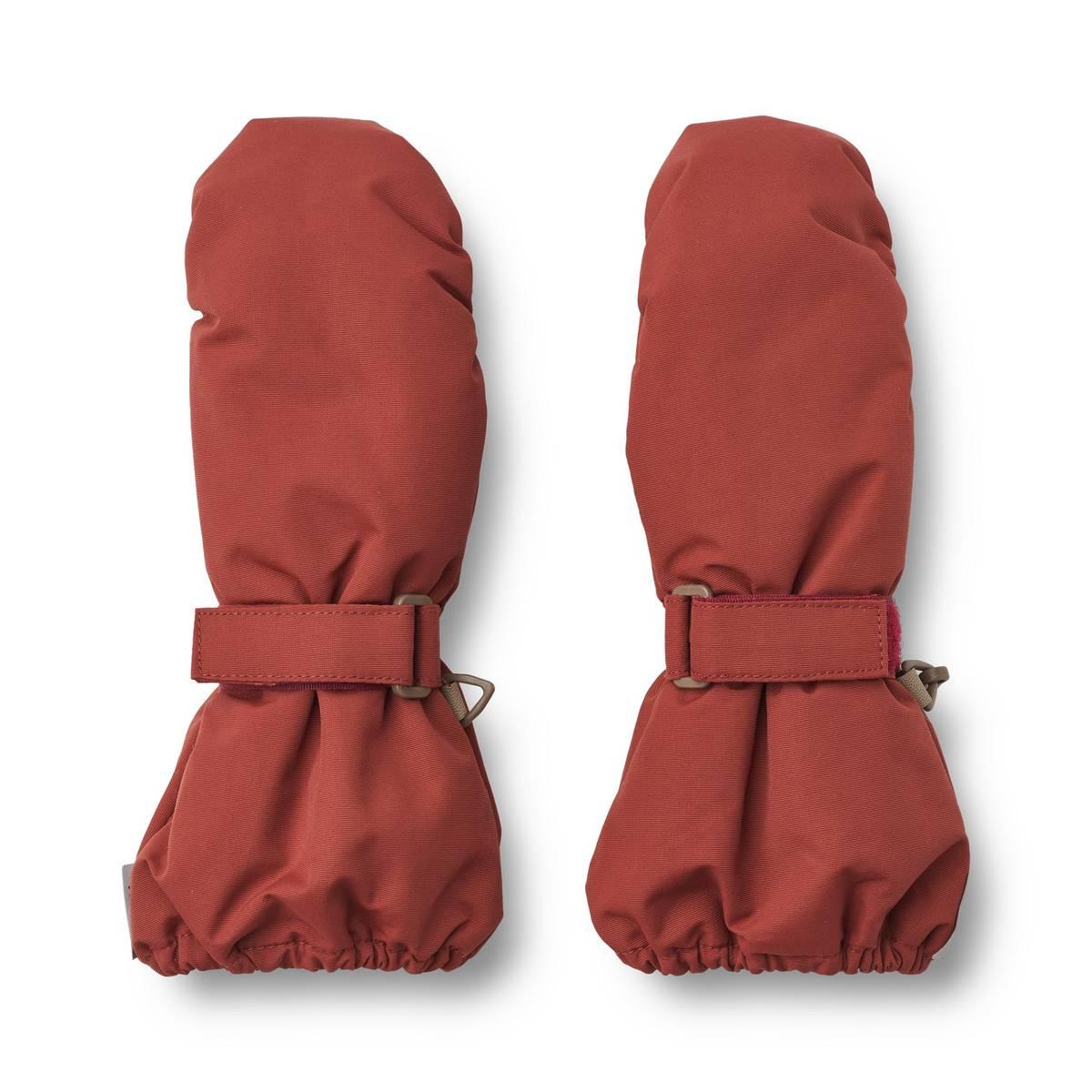 Wheat Wheat Mittens Tech Red