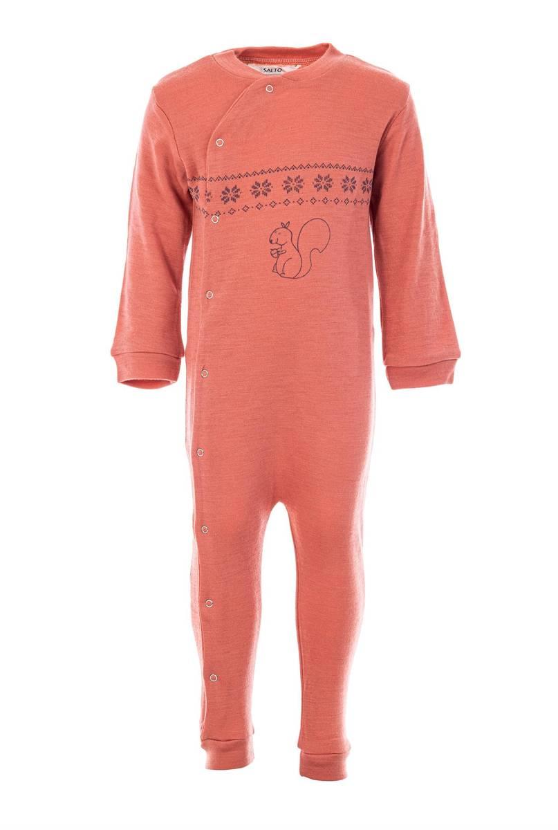 Salto Salto Ekorn Merinoull Pyjamas, Rose (74/80)