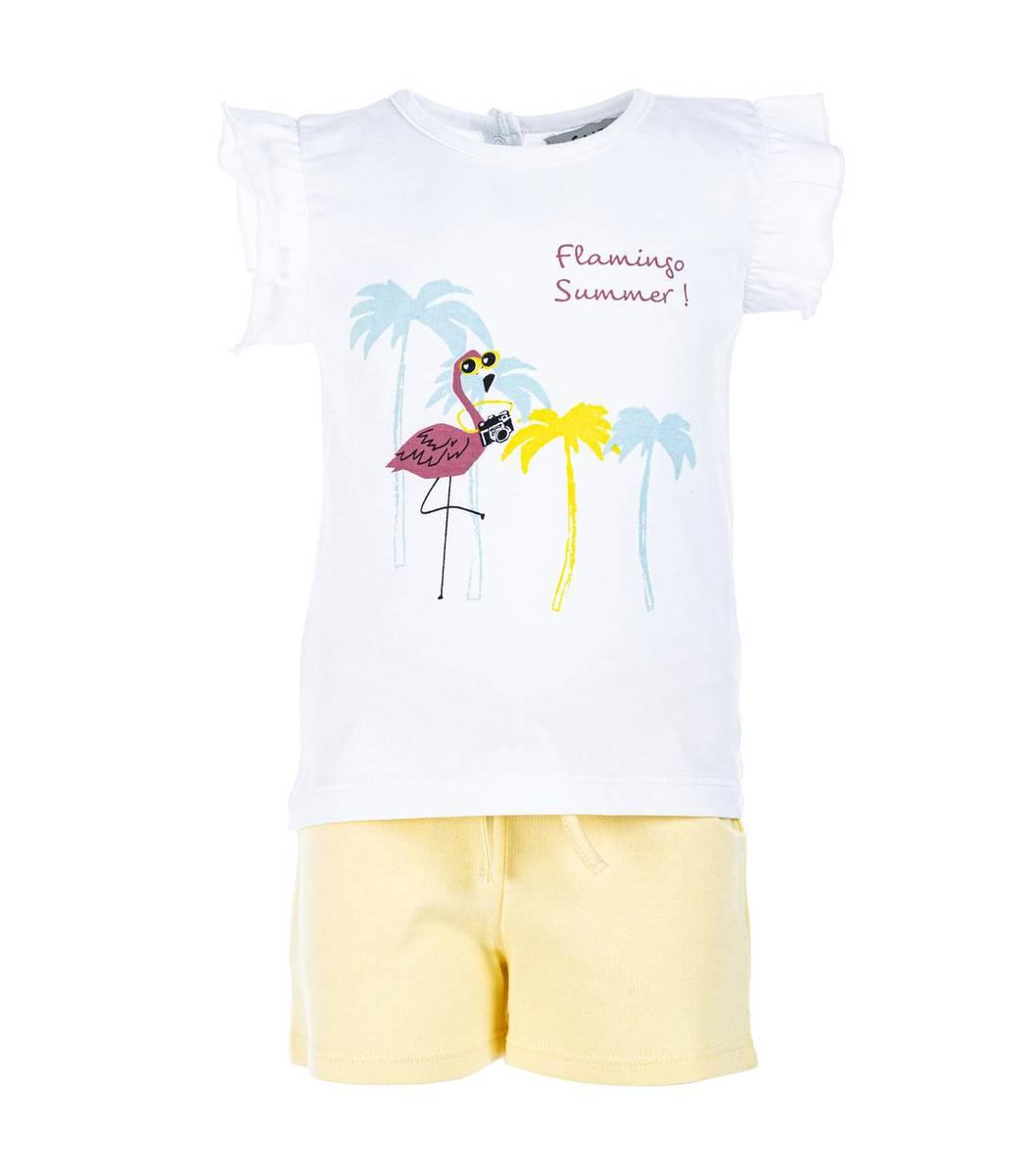Salto Salto Flamingo Shorts Sett Hvit - Gul (74/80)