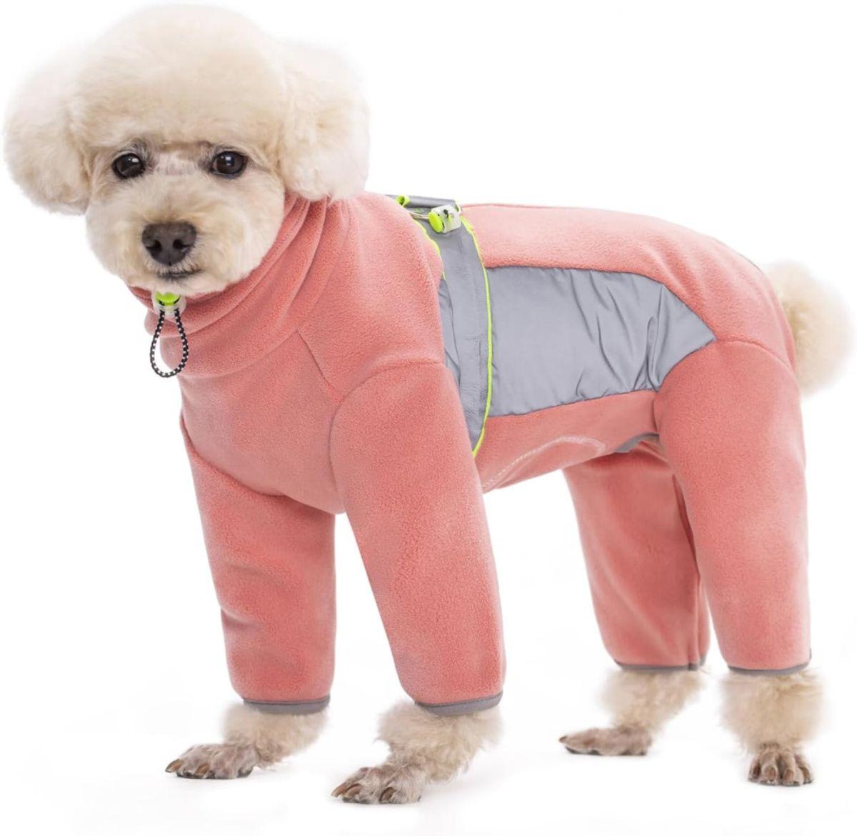 Pawsome Rosa fleece heldress med refleks til små og mellomstore hunder (XS)