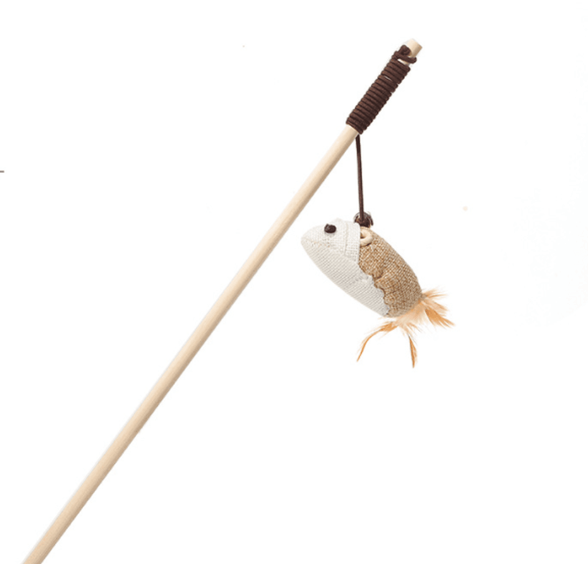 Pawsome Naturfarget vippepinne til katt i tre med mus, 40cm