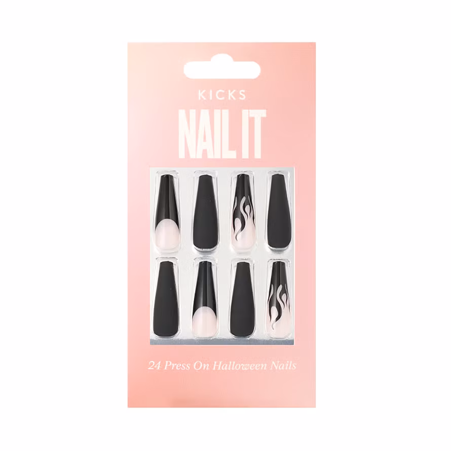 Kicks Beauty Nail It - 24 Press On Halloween Nails Black/White