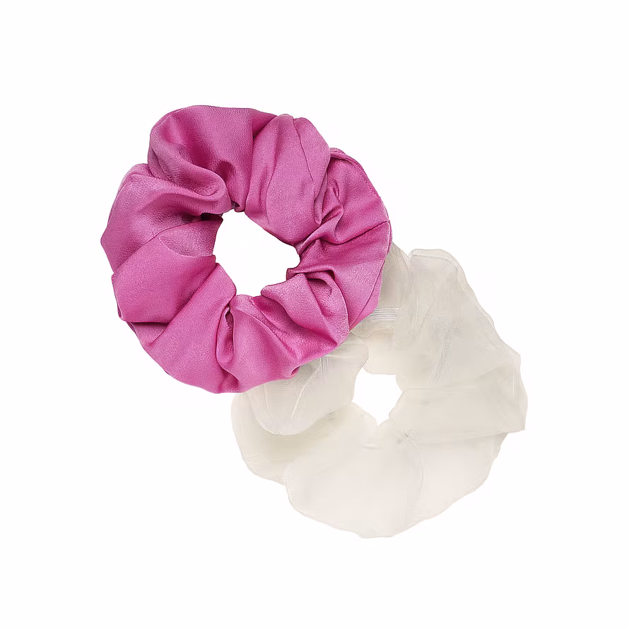 Kicks Beauty Large Hair Scrunchies 2-set Pink/White