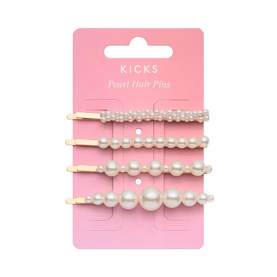 Kicks Beauty Pearl Hair Pins 4 pcs White