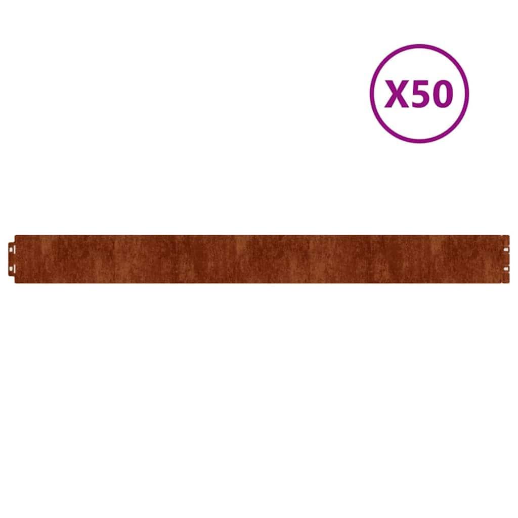 vidaXL vidaXL Plenkanter 50 stk 10x103 cm fleksibelt cortenstål