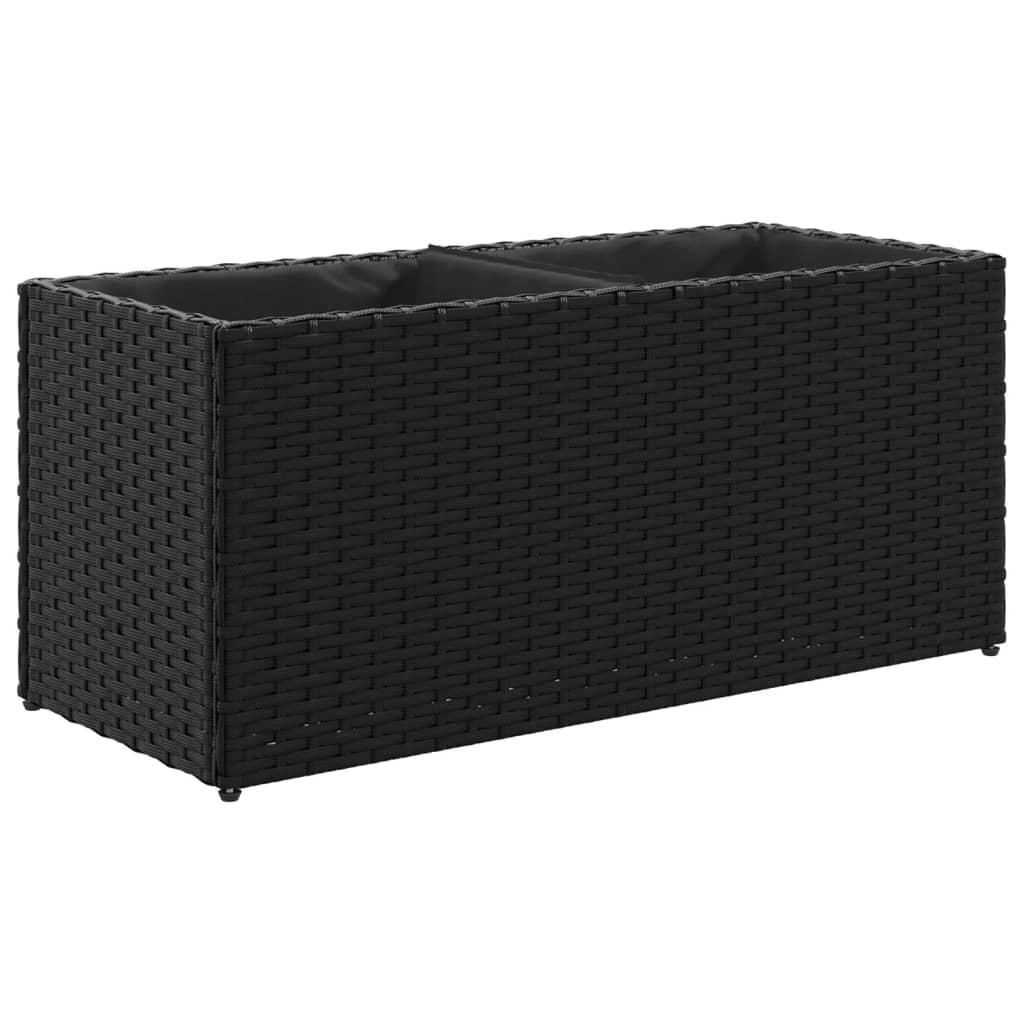 vidaXL vidaXL Plantekasse med 2 potter svart 72x30x32 cm polyrotting