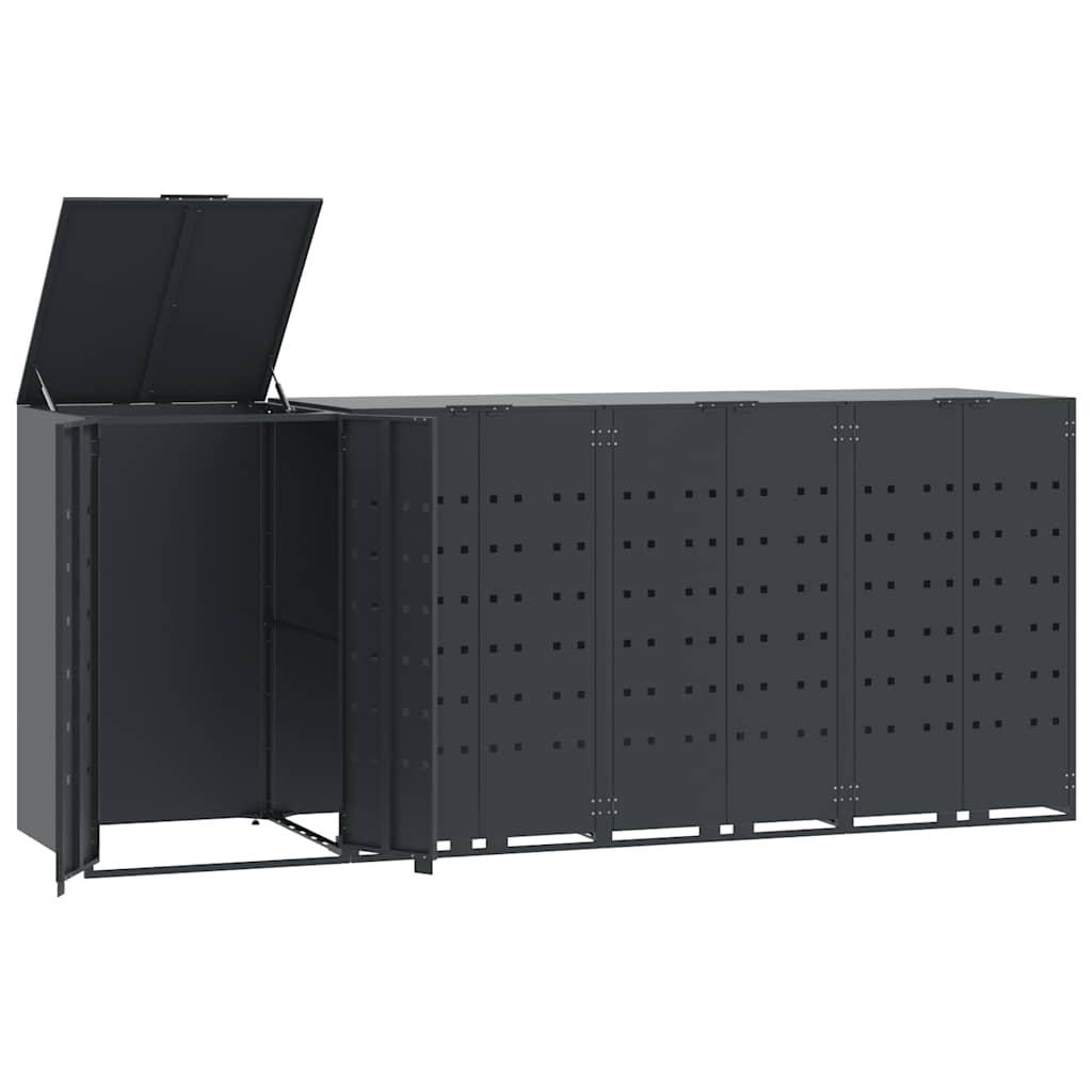 vidaXL vidaXL Søppeldunkskur for 4 dunker antrasitt 276x79x117 cm stål