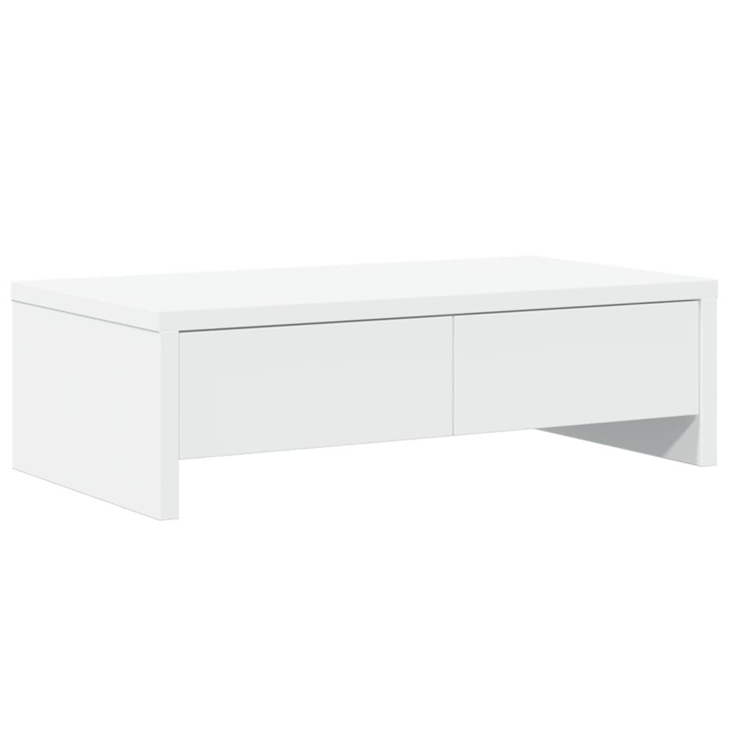 vidaXL vidaXL Skjermstativ med skuffer hvit 50x27x15 cm konstruert tre