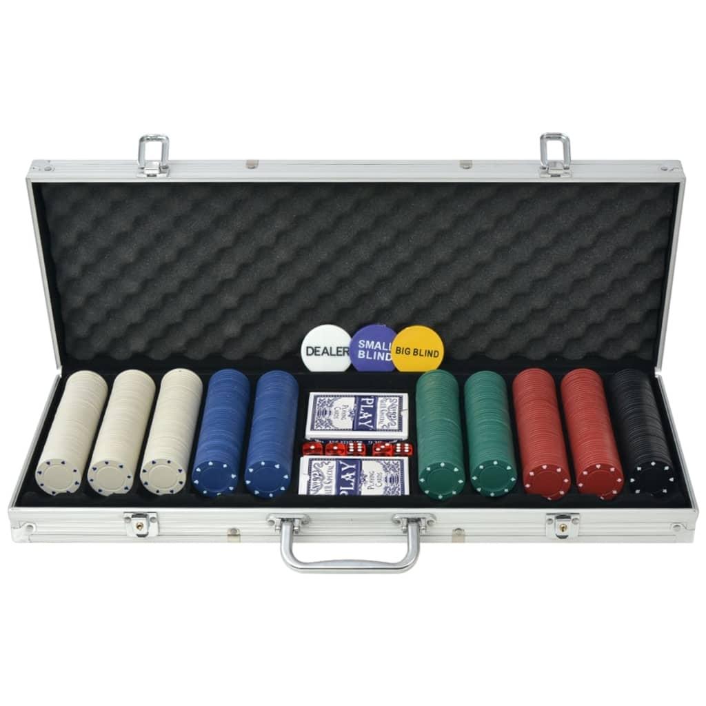 vidaXL vidaXL Pokersett med 500 sjetonger aluminium