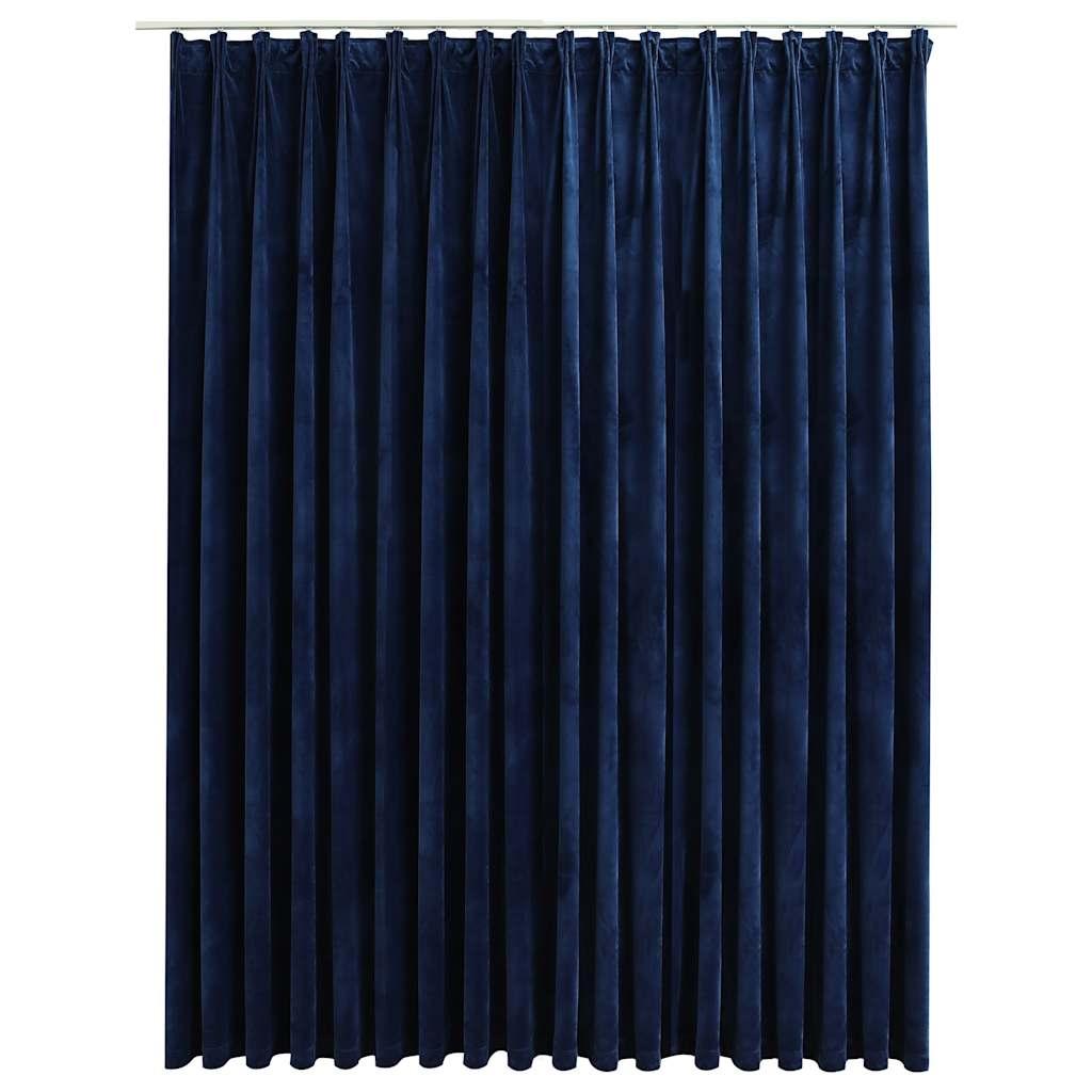 vidaXL vidaXL Lystett gardin med metallkroker fløyel mørkeblå 290x245 cm