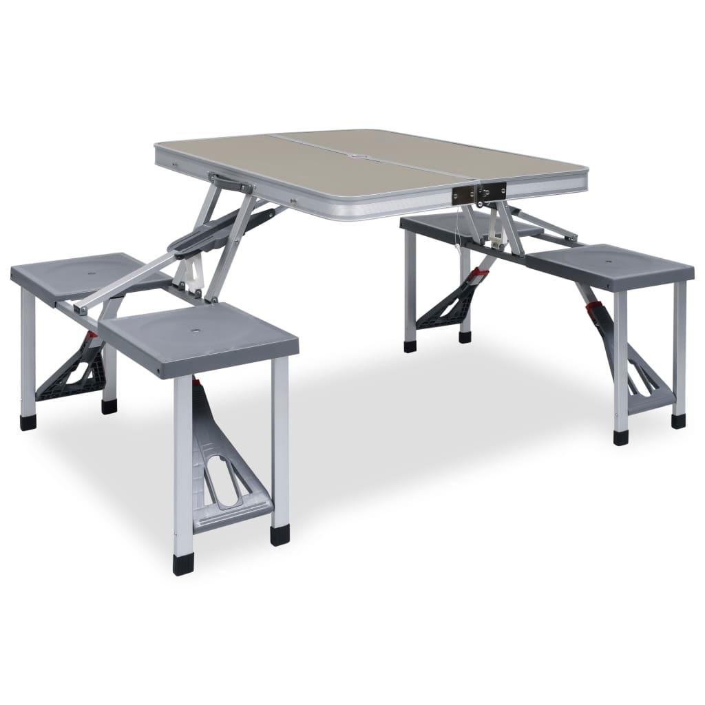 vidaXL vidaXL Foldbart campingbord med 4 seter stål aluminium