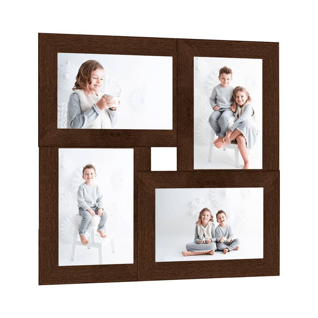 vidaXL vidaXL Fotorammekollasj for 4x(13x18 cm) bilde mørkebrun MDF