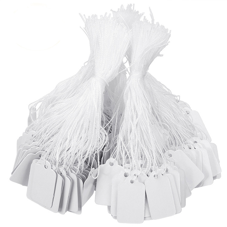 Hundre prislapper med snor White 3.5 x 2.2 cm