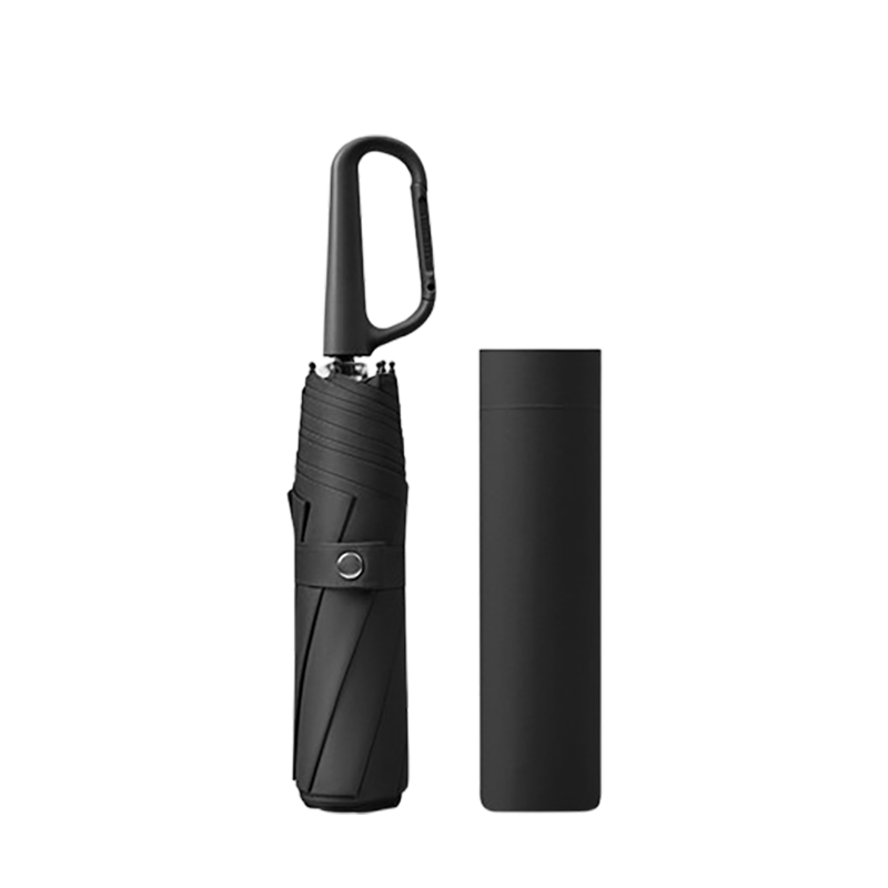 Automatisk paraply med ringklemme - Sammenleggbar reiseparaply Black