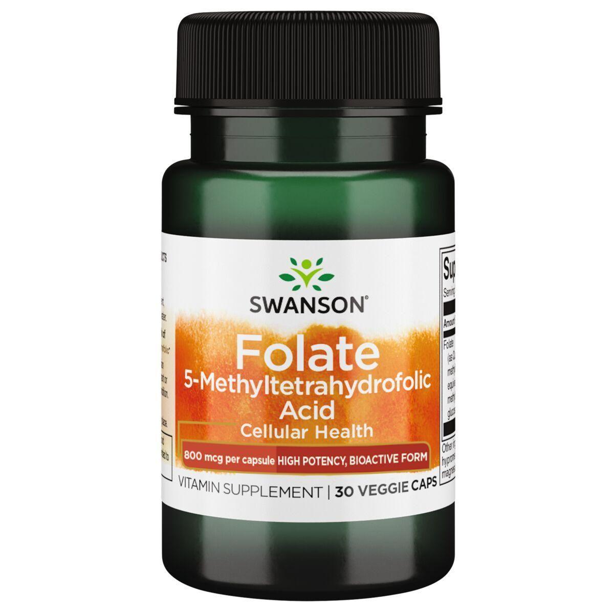 Swanson Folate 5-Methyltetrahydrofolic Acid - Metylfolat - 30 kapsler