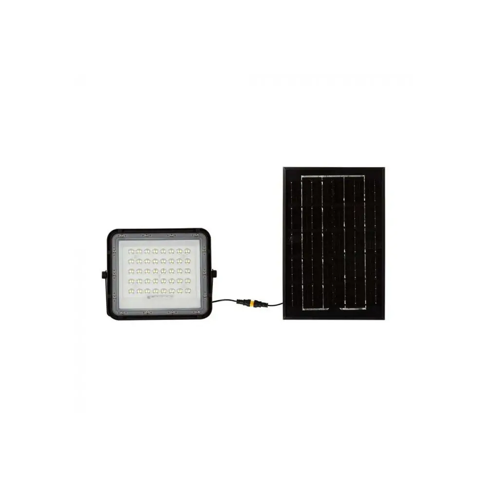 V-Tac 6W Solcelle-lyskaster LED - IP65, sort, inkl. solcelle, fjernkontroll, innebygd batteri - Kulør : Nøytral