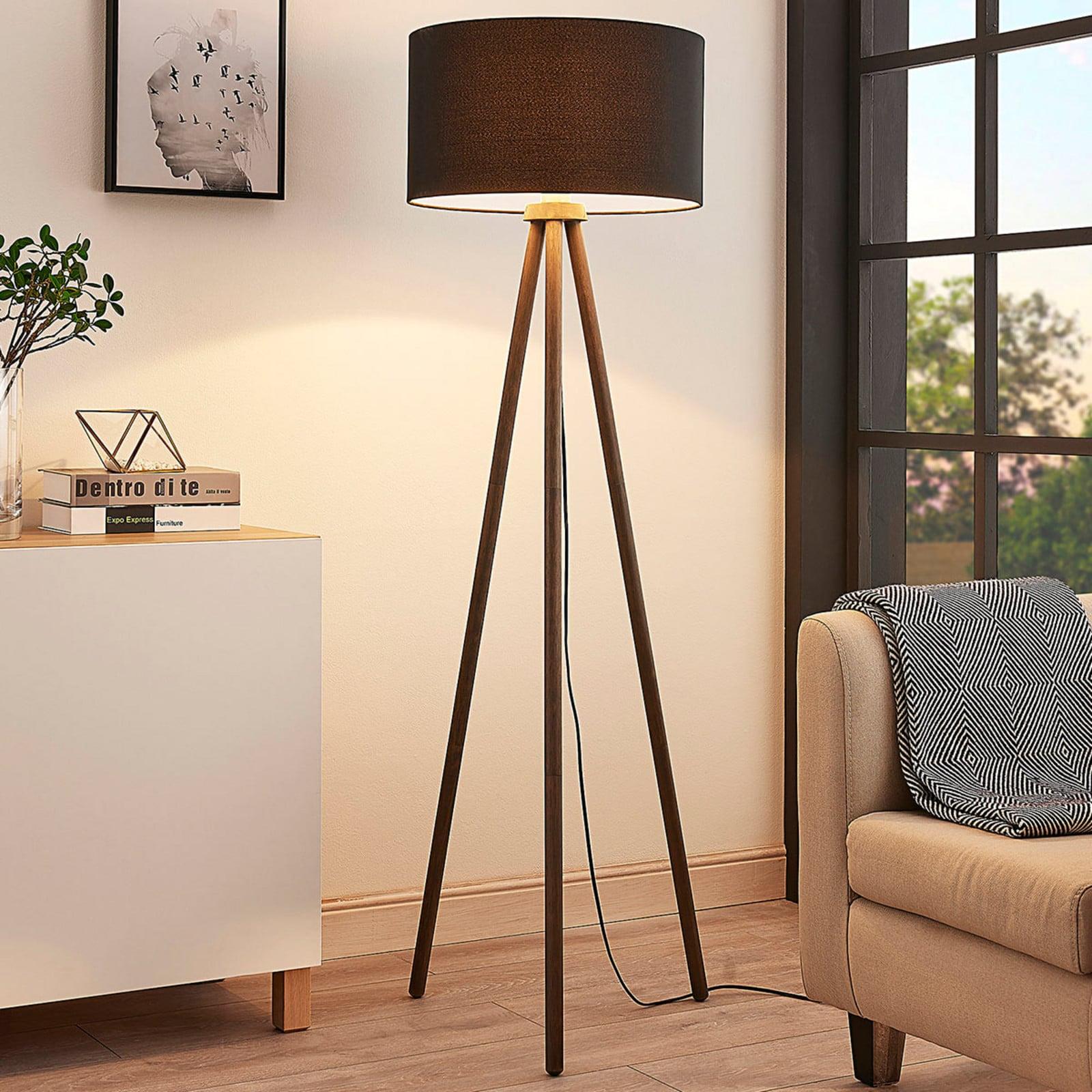 Lindby Majken Gulvlampe Dark Grey/Black Lindby - Stue - Skandinavisk - Tre - Trefotet