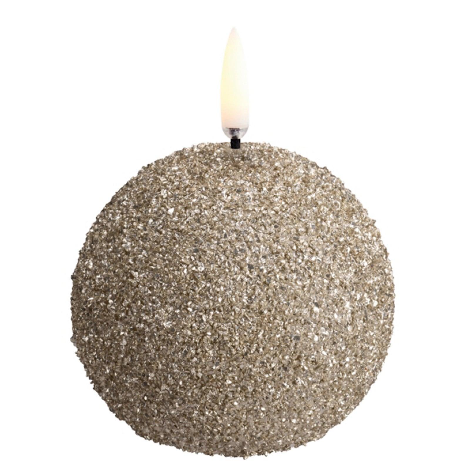 Uyuni Lighting ROUND LED-stearinlys, kremfarget, Ø 7 cm, glitter Uyuni Lighting - Stue - Annet - Med en lyskilde