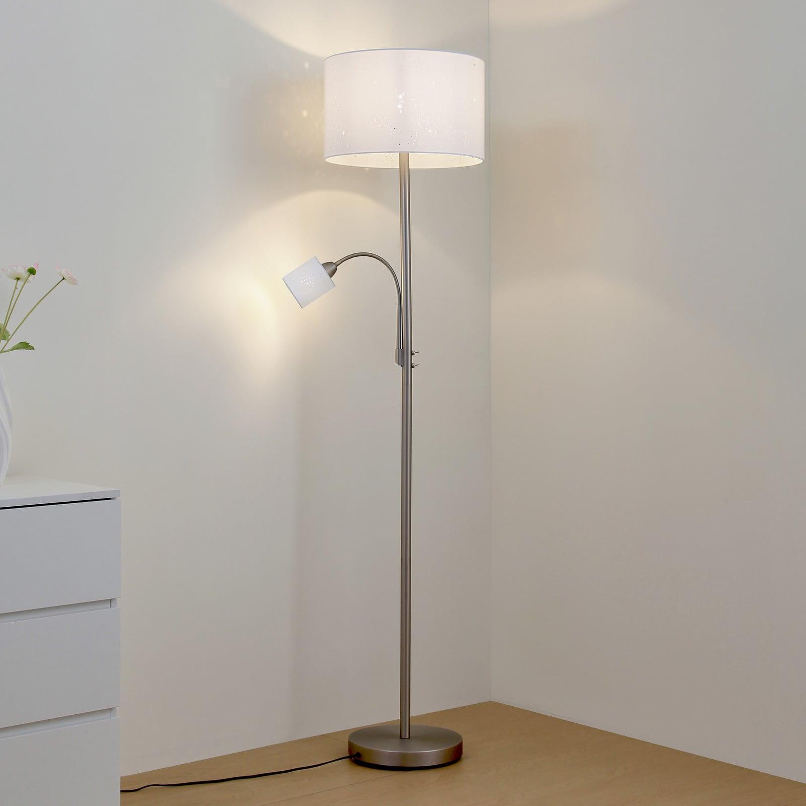 Lindby Jaileen gulvlampe, 170 cm, hvit, tekstil, leselampe – Lindby - Stue - Moderne - Stoff / Tekstil - Med flere lyskilder