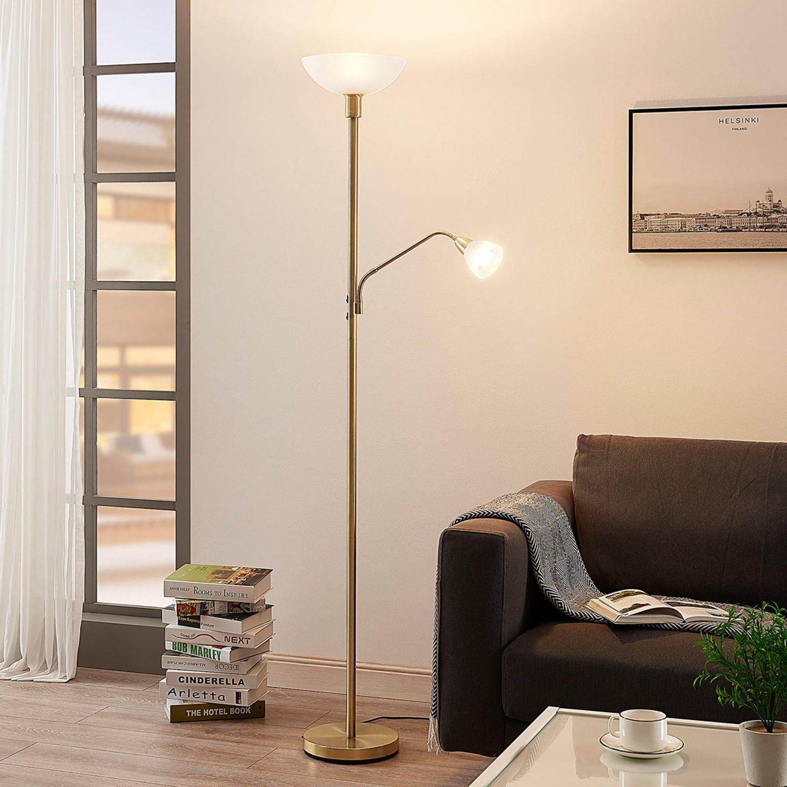 Lindby Jost Gulvlampe Brass/White Lindby - Stue - Metall - Med flere lyskilder