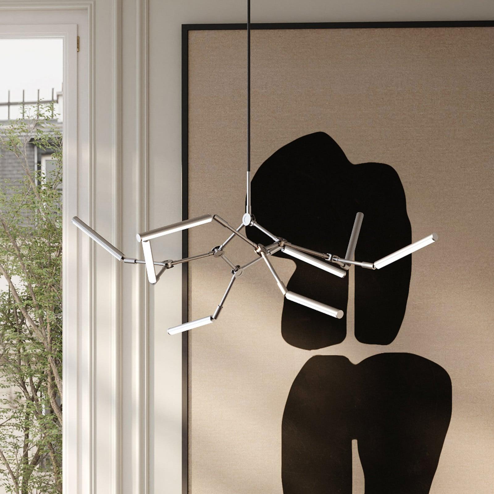101 COPENHAGEN Stick LED-lysekrone krom, 124 cm, 8 lyskilder 101 COPENHAGEN - Stue - Design - Aluminium - Med flere lyskilder