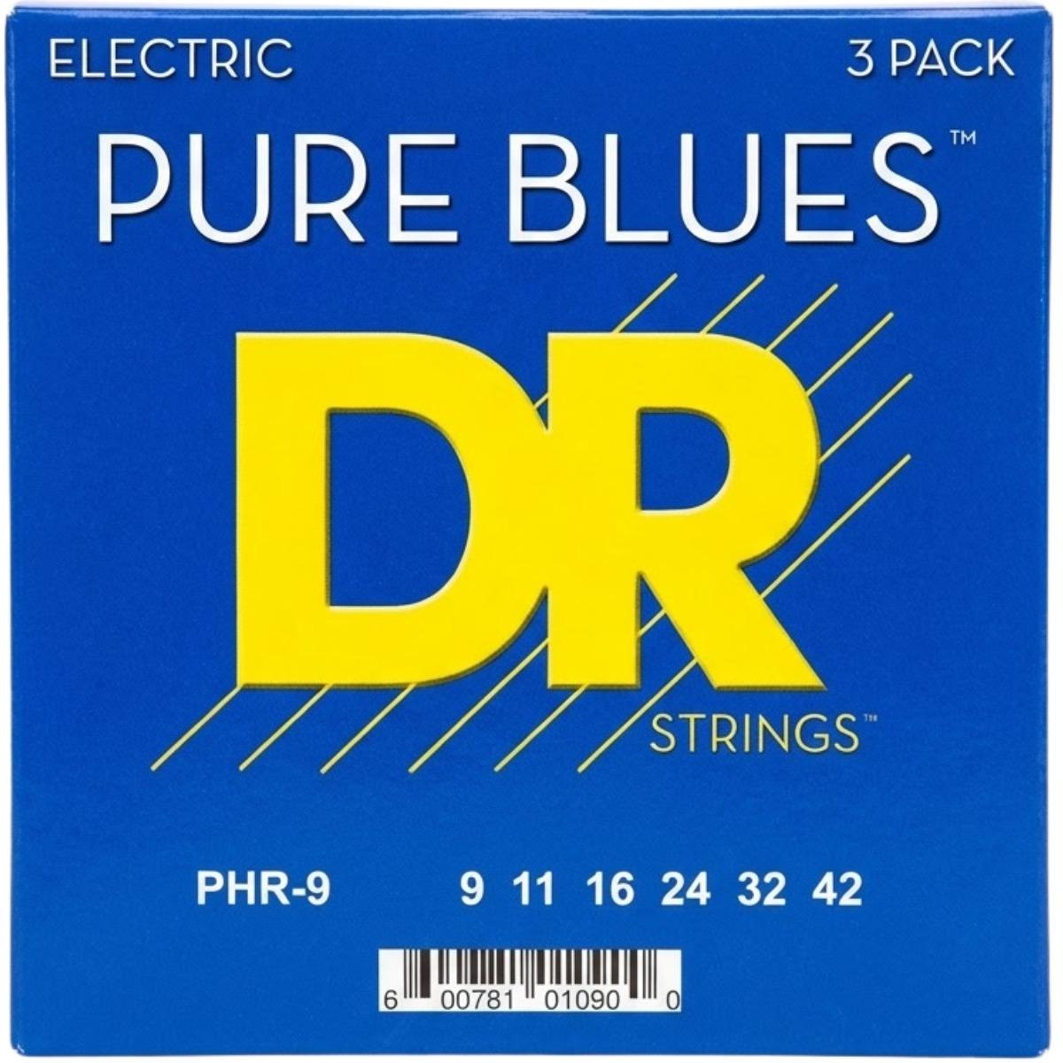 DR Strings DR Strings PHR9 3PK Pure Blues el-gitarstrenger, 009-042 (3 sett)