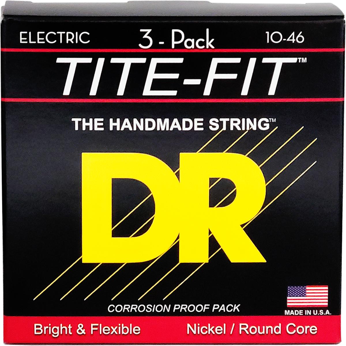 DR Strings DR Strings MT-10-3PK Tite-fit el-gitarstrenger, 010-046 (3 sett)