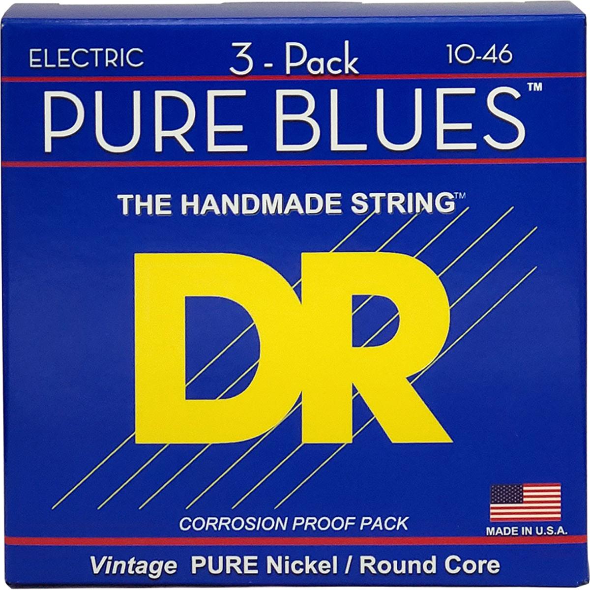DR Strings DR Strings PHR-10-3PK Pure blues el-gitarstrenger, 010-046 (3 sett)