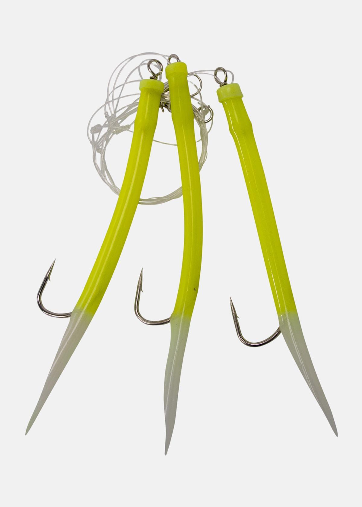 Wiggler Gummi Makk Gul/Lys Rigged #8/0