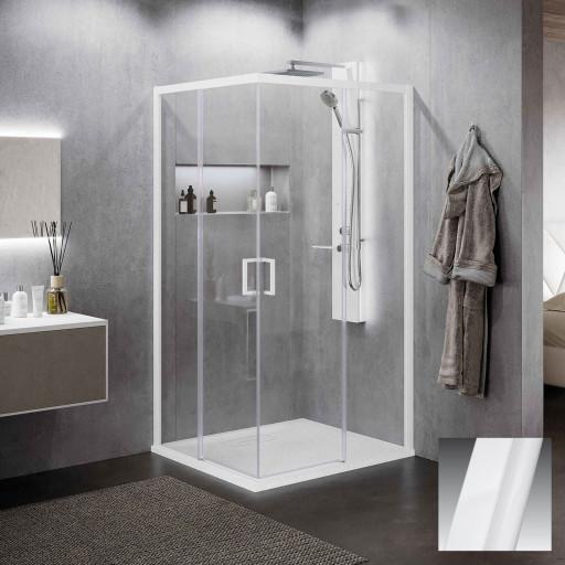 Novellini Novellini Zephyros 2.0 AH skyvedør venstre, 102-105 cm, klart glass, hvit matt profil