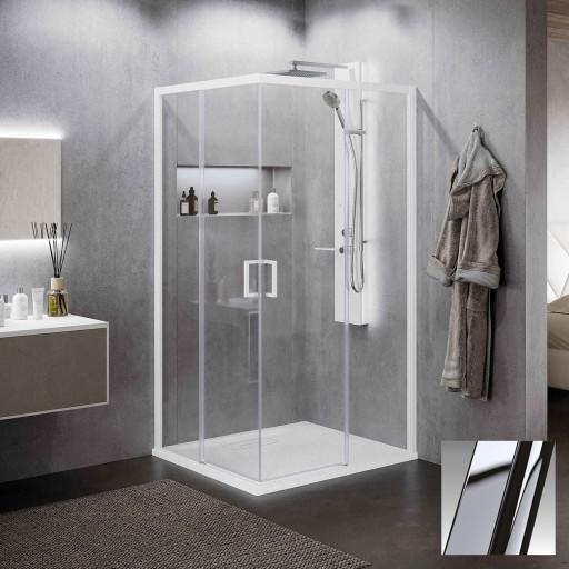 Novellini Novellini Zephyros 2.0 AH skyvedør høyre, 112-115 cm, klart glass, krom profil