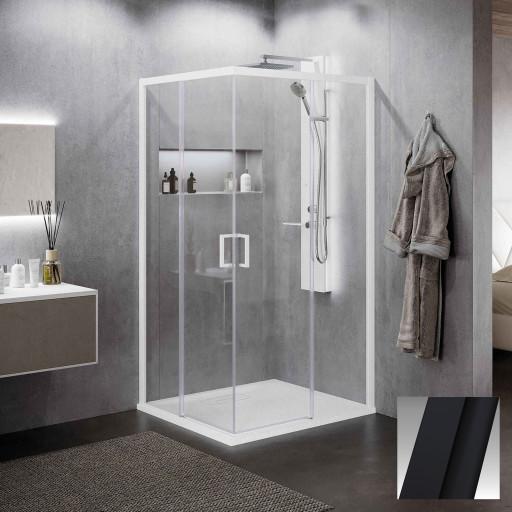 Novellini Novellini Zephyros 2.0 AH skyvedør venstre, 97-100 cm, klart glass, sort matt profil