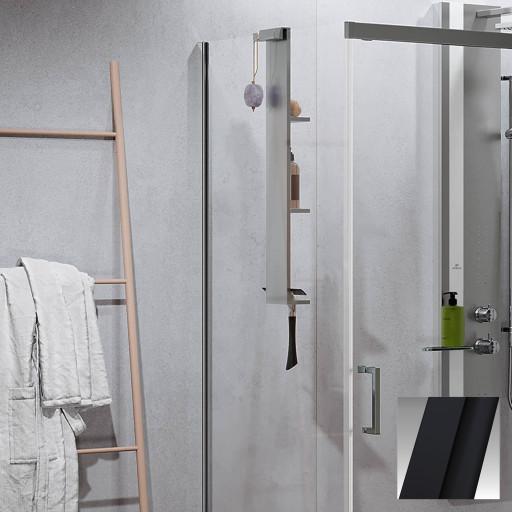 Novellini Novellini Zephyros 2.0 FH fastvegg, 73-76 cm, klart glass, sort matt profil
